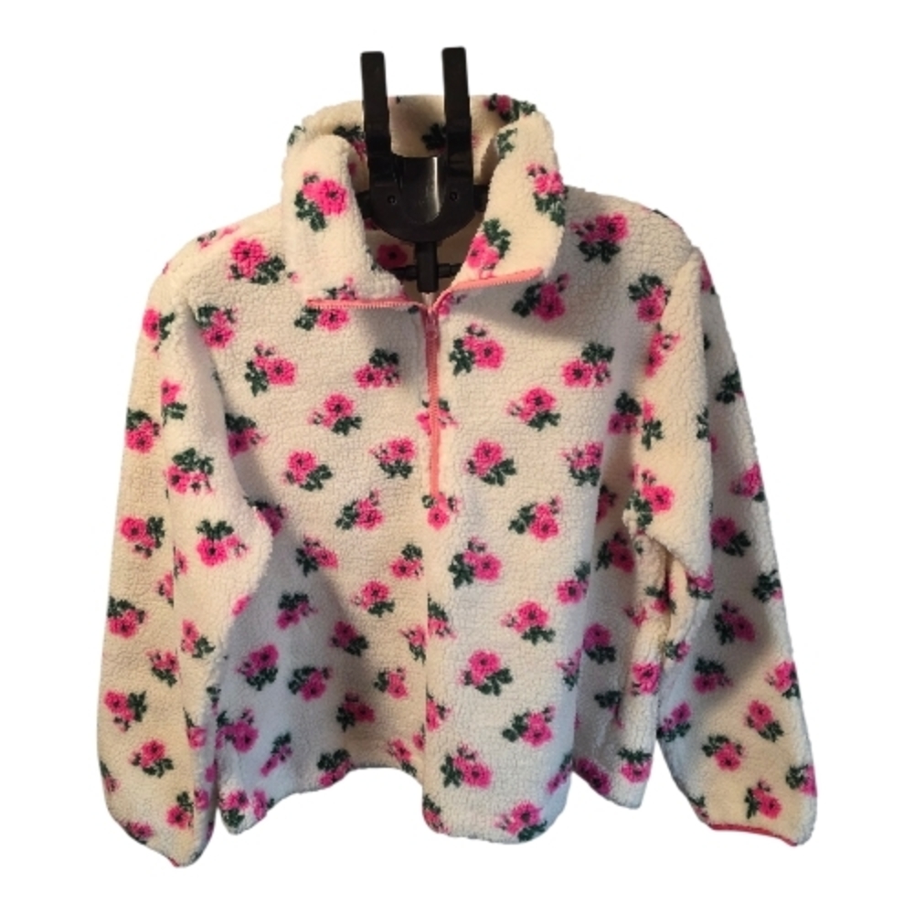 BiBi Floral Sherpa Sweater - Pink and White